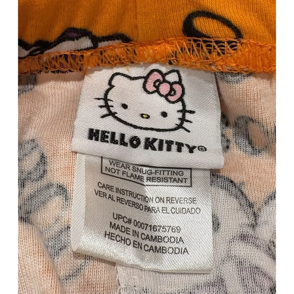 Sanrio Hello Kitty Halloween Pajama Pants‎ Child's Size 4 Orange Black
